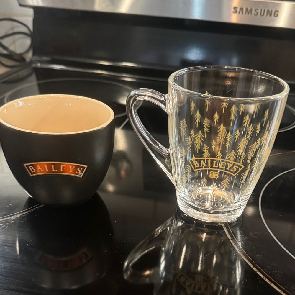 Baileys Black Bowl and Clear Mug